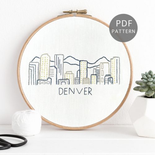 Denver Skyline Hand Embroidery Pattern Wandering Threads Embroidery