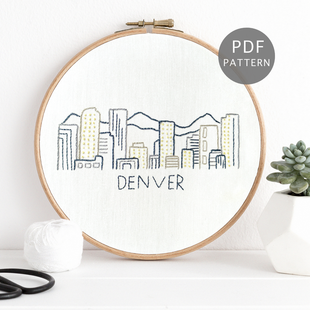 Denver Skyline Hand Embroidery Pattern