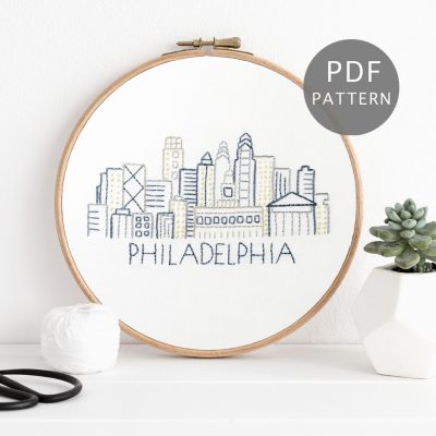 Philadelphia City Skyline Hand Embroidery Pattern