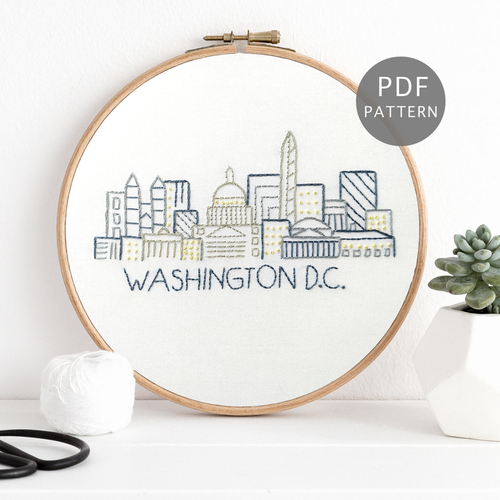Washington DC Skyline Hand Embroidery Pattern