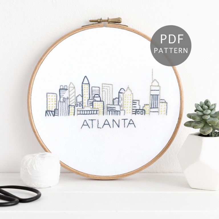 Atlanta City Skyline Hand Embroidery Pattern Wandering Threads Embroidery