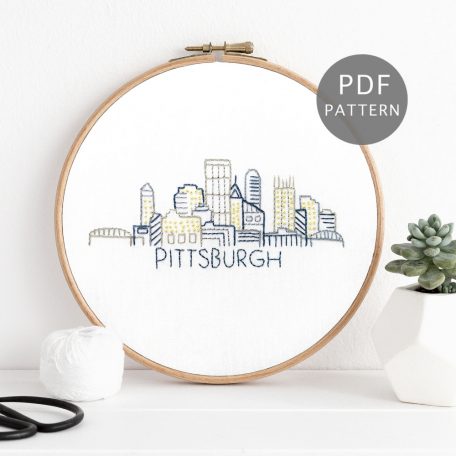 Pittsburgh Skyline Hand Embroidery Pattern