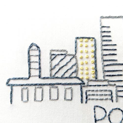 Portland City Skyline Hand Embroidery Pattern Wandering Threads