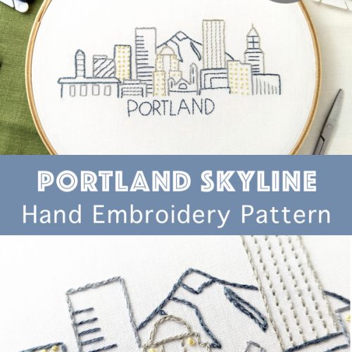 Portland City Skyline Hand Embroidery Pattern Wandering Threads