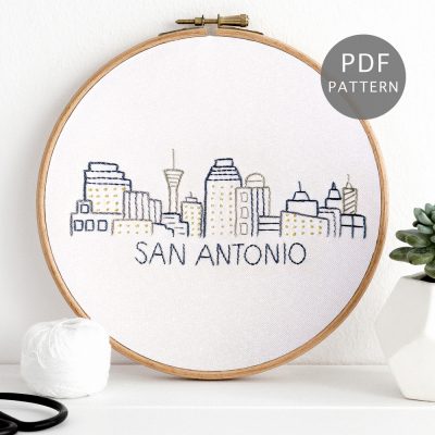 San Antonio Skyline Hand Embroidery Pattern