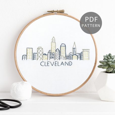Cleveland City Skyline Hand Embroidery Pattern