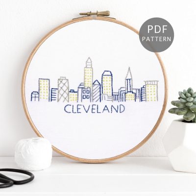 Cleveland City Skyline Hand Embroidery Pattern