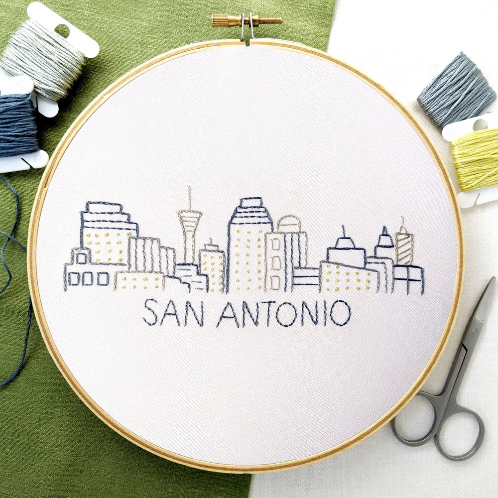 San Antonio Skyline Hand Embroidery Pattern