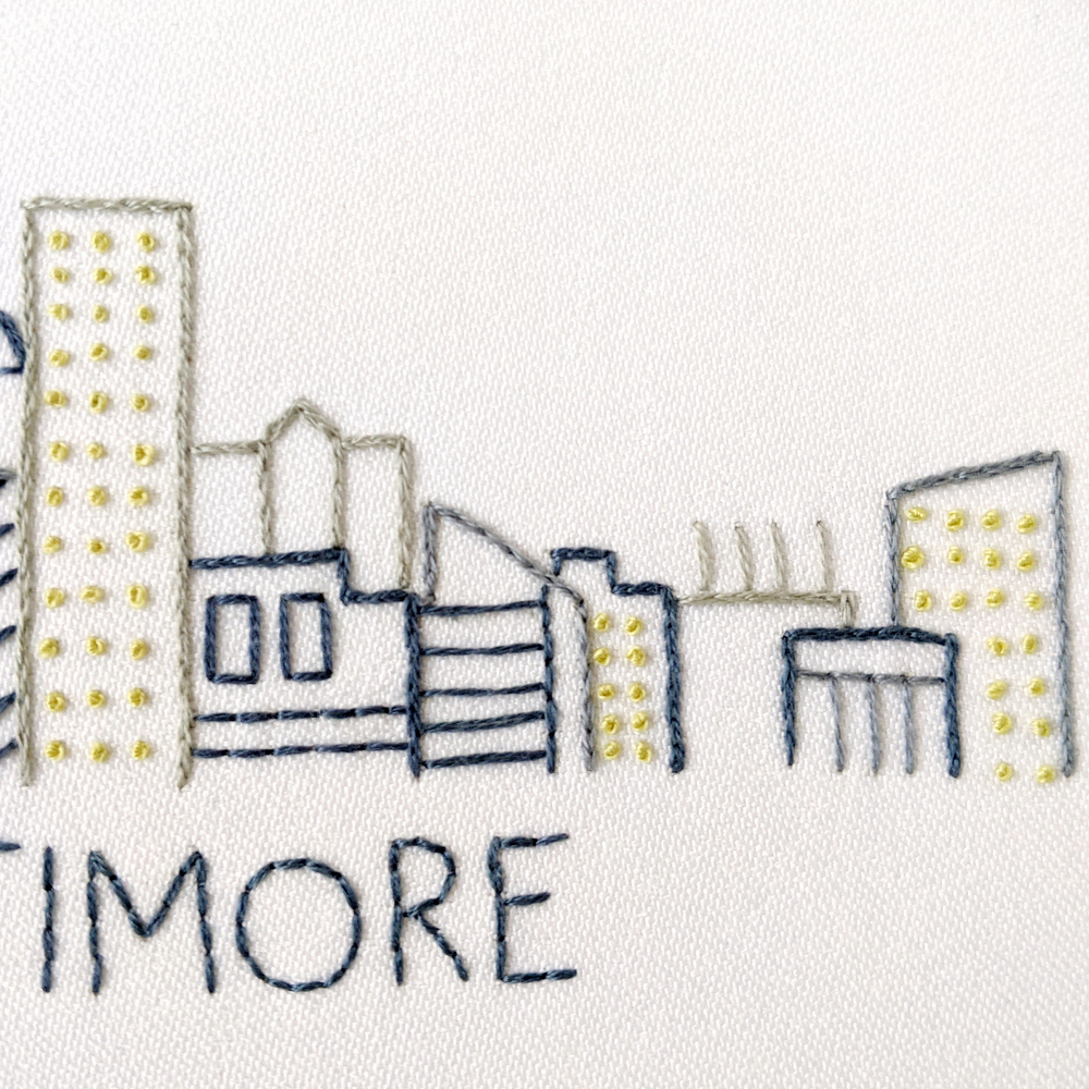 Baltimore City Skyline Hand Embroidery Pattern
