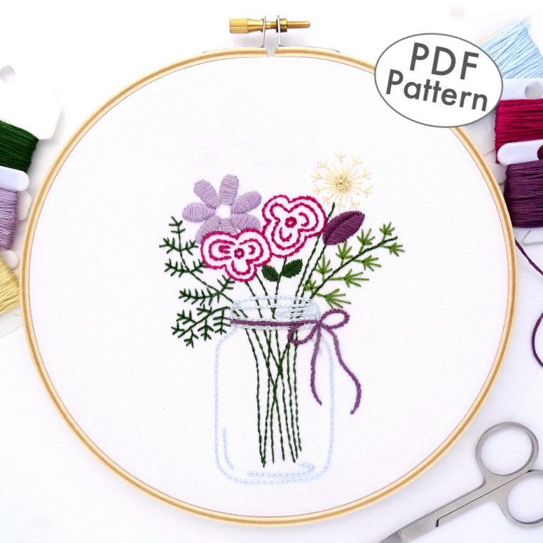 Wildflower Bouquet Hand Embroidery Pattern - Wandering Threads Embroidery
