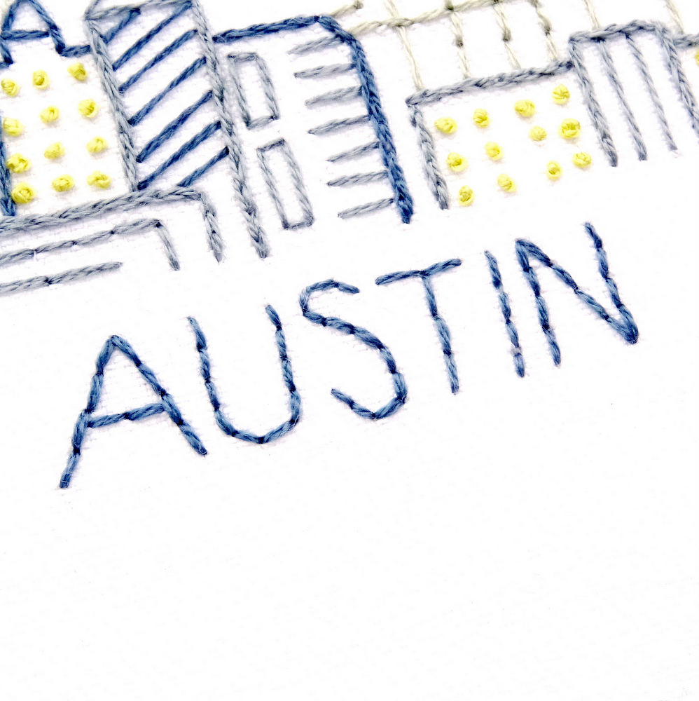 Austin City Skyline Hand Embroidery Pattern