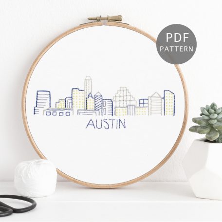 Austin City Skyline Hand Embroidery Pattern