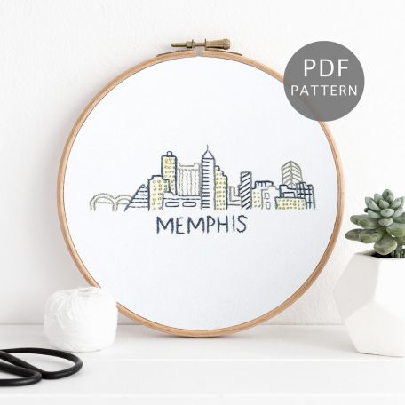 Memphis Skyline Hand Embroidery Pattern