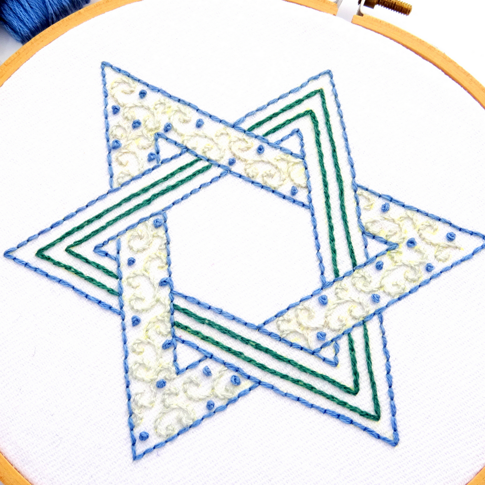 Star of David Hand Embroidery Pattern
