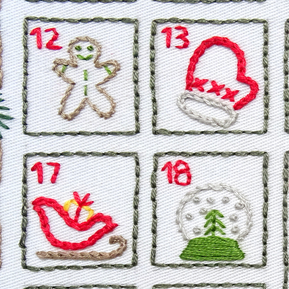 Advent Calendar Hand Embroidery Pattern