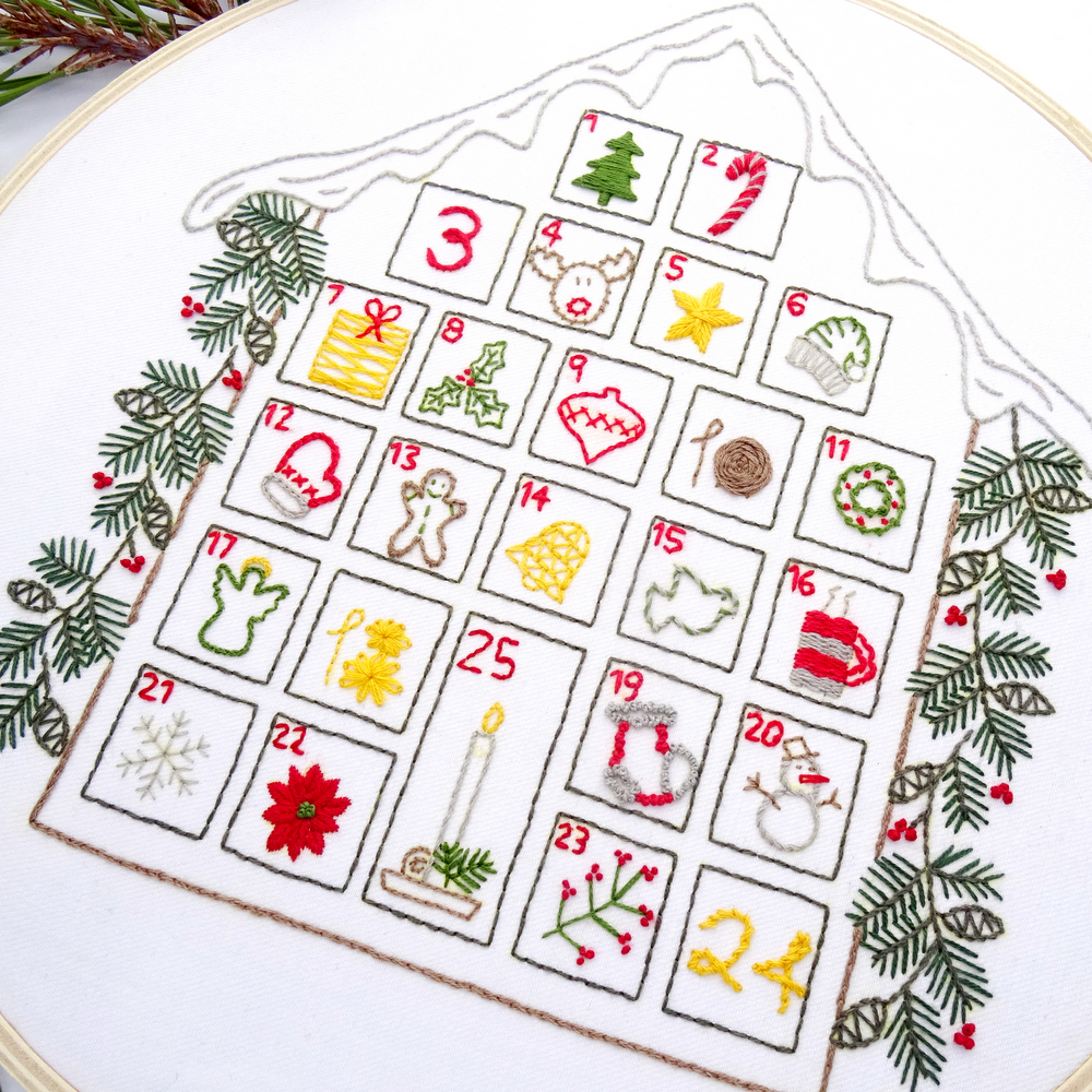 Advent Calendar Hand Embroidery Sampler Pattern Wandering Threads