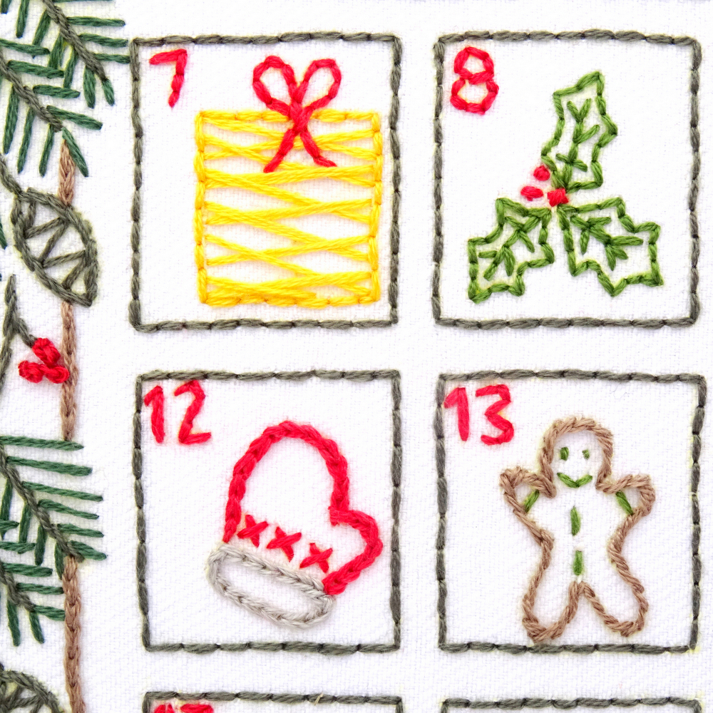 Advent Calendar Hand Embroidery Sampler Pattern Wandering Threads