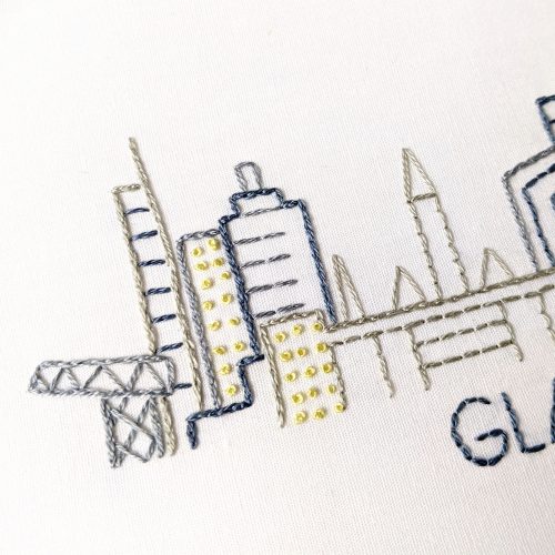 Glasgow City Skyline Hand Embroidery Pattern Wandering Threads Embroidery