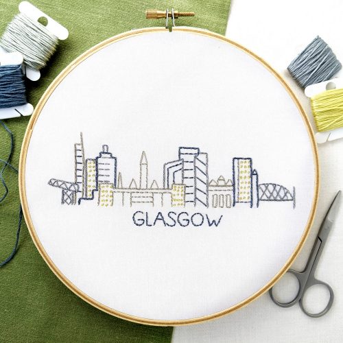 Glasgow City Skyline Hand Embroidery Pattern Wandering Threads Embroidery