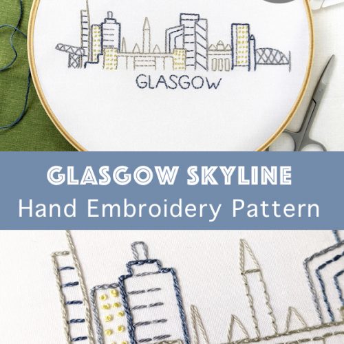 Glasgow City Skyline Hand Embroidery Pattern Wandering Threads Embroidery