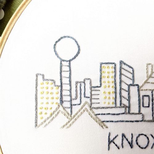 Knoxville City Skyline Hand Embroidery Pattern Wandering Threads