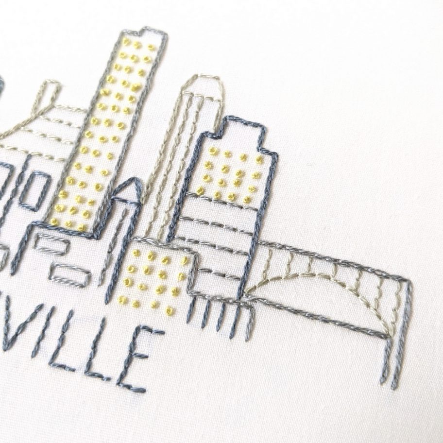 Knoxville City Skyline Hand Embroidery Pattern Wandering Threads