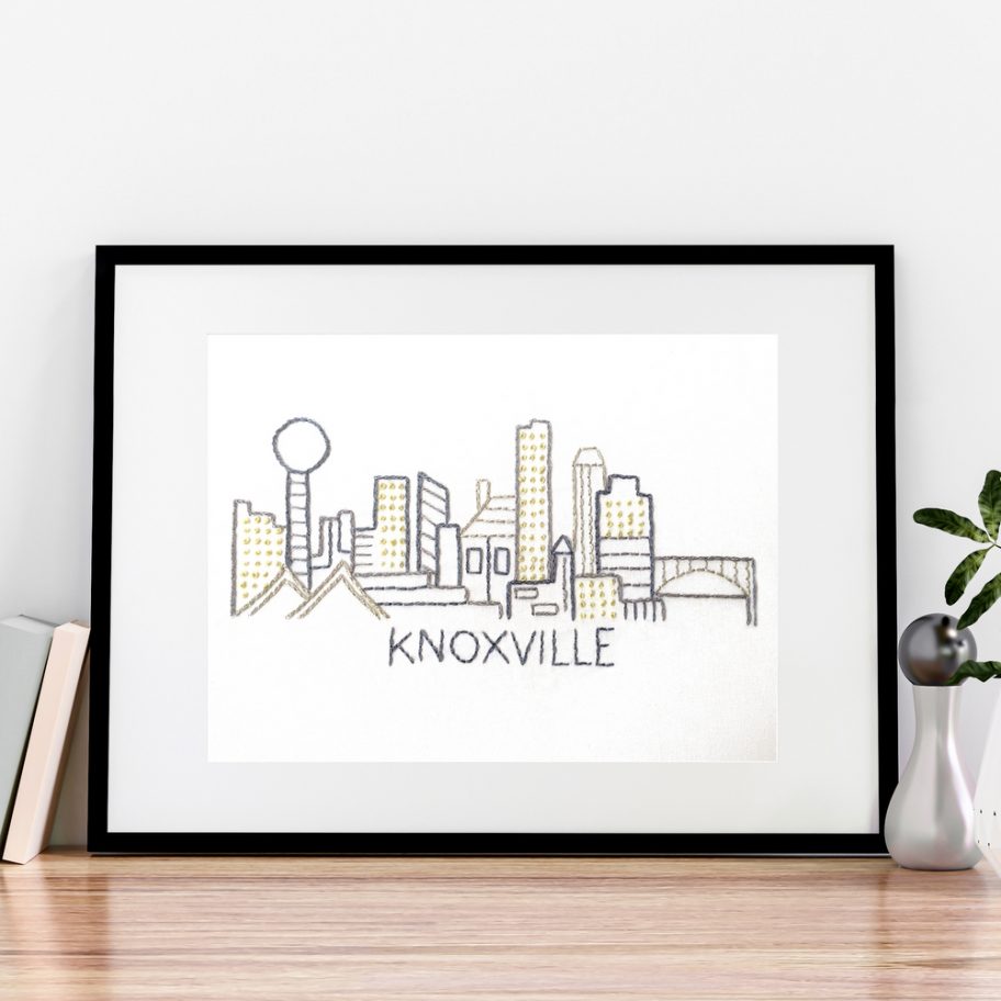 Knoxville City Skyline Hand Embroidery Pattern Wandering Threads