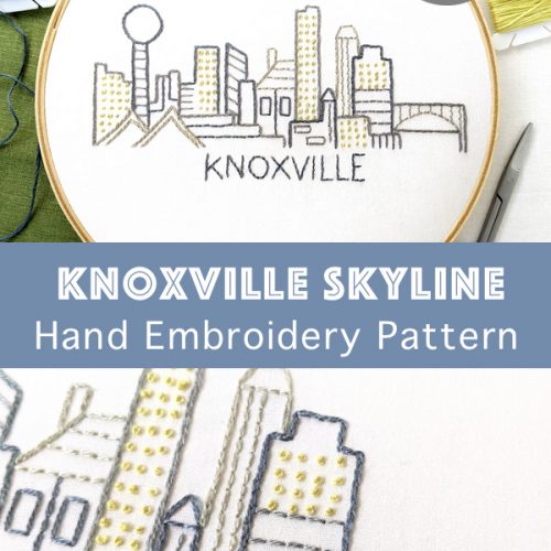 Knoxville City Skyline Hand Embroidery Pattern Wandering Threads