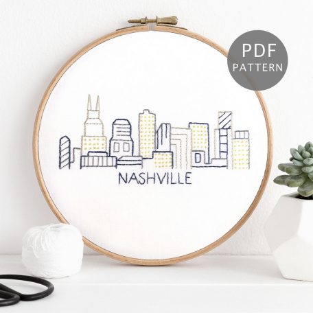 Nashville City Skyline Hand Embroidery Pattern