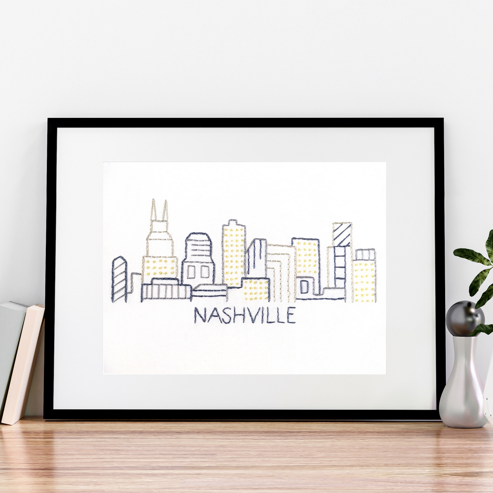 Nashville City Skyline Hand Embroidery Pattern