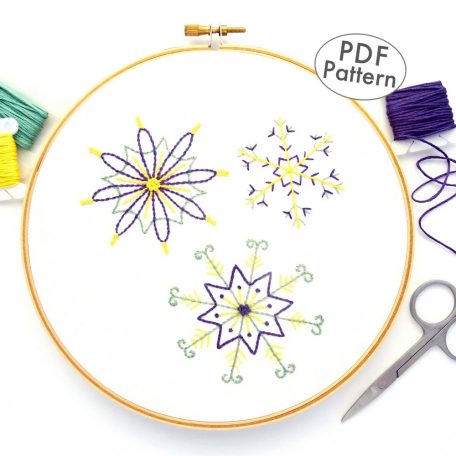 Snowflake Trio Hand Embroidery Pattern