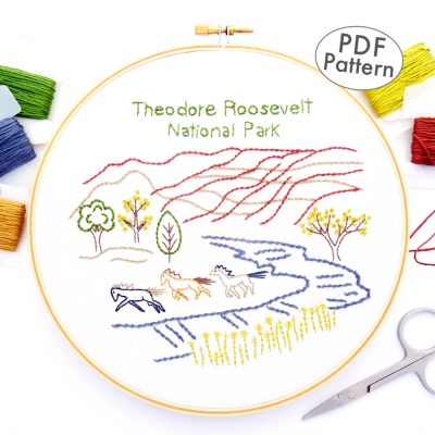 Theodore Roosevelt National Park Hand Embroidery Pattern