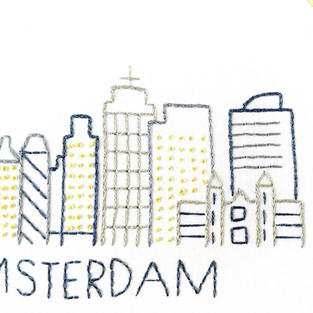 Amsterdam City Skyline Hand Embroidery Pattern