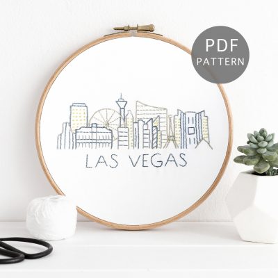 Las Vegas City Skyline Hand Embroidery Pattern