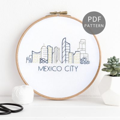 Mexico City Skyline Hand Embroidery Patter