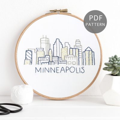 Minneapolis City Skyline Hand Embroidery Pattern