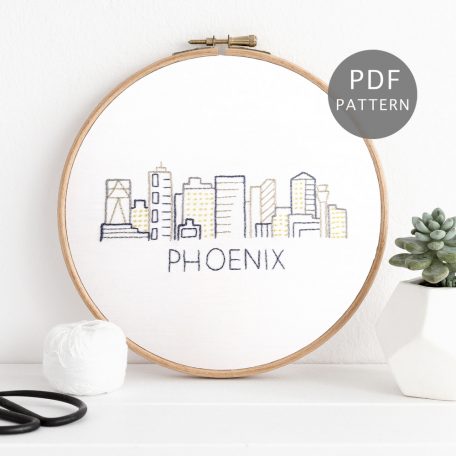 Phoenix City Skyline Hand Embroidery Pattern