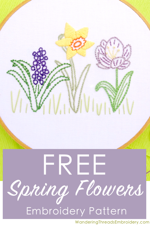 Free Spring Flowers Embroidery Pattern