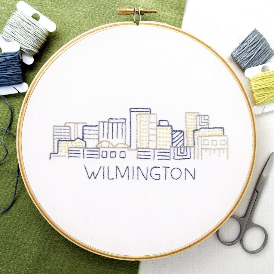 Wilmington City Skyline Hand Embroidery Pattern Wandering Threads