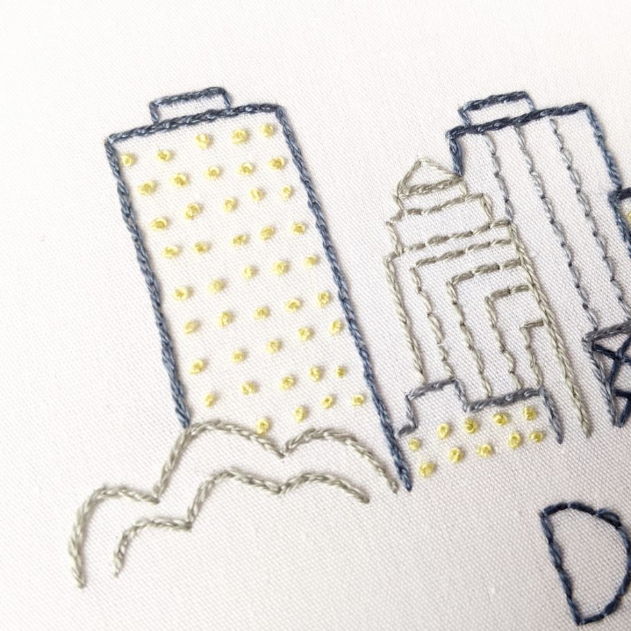 Dayton City Skyline Hand Embroidery Pattern Wandering Threads Embroidery