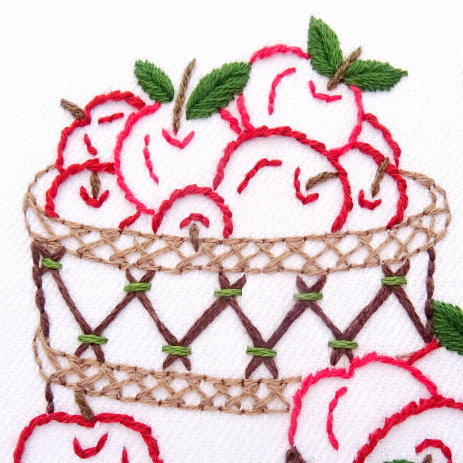 Apple Basket Hand Embroidery Pattern Wandering Threads Embroidery