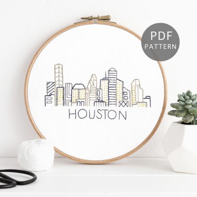 Houston City Skyline Hand Embroidery Pattern