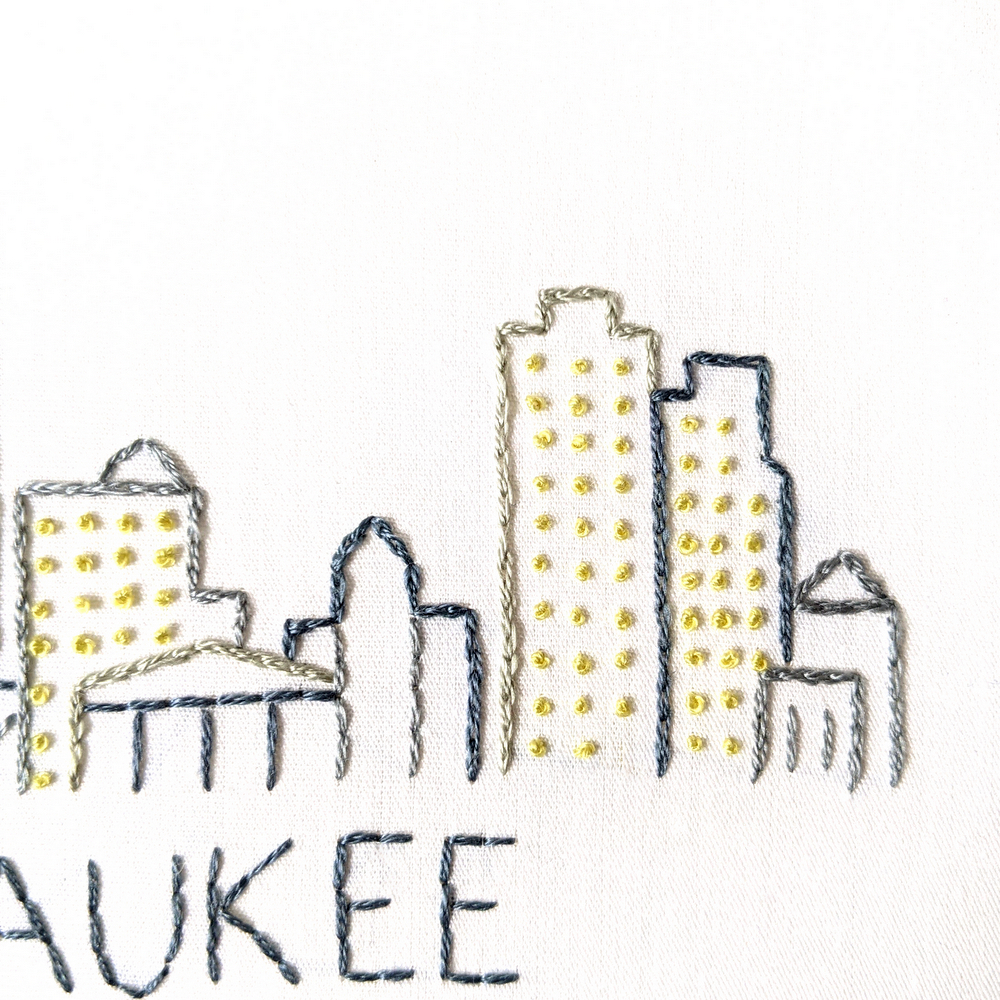 Milwaukee City Skyline Hand Embroidery Pattern