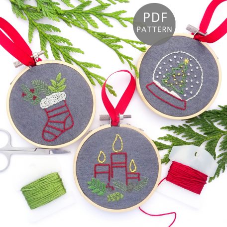 Christmas Traditions Ornament Set Hand Embroidery Pattern