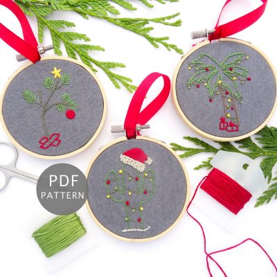 Creative Christmas Trees Ornament Set Hand Embroidery Pattern