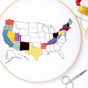 United States Travel Map Hand Embroidery Pattern