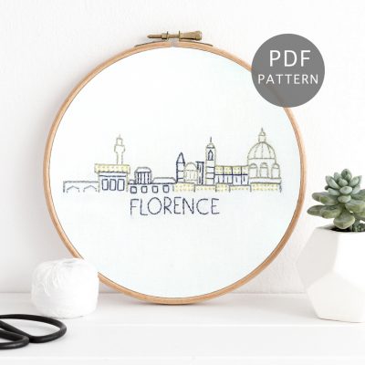 Florence City Skyline Hand Embroidery Pattern