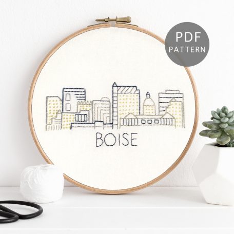 Boise City Skyline Hand Embroidery Pattern