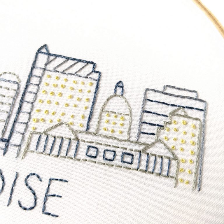 Boise City Skyline Hand Embroidery Pattern Wandering Threads Embroidery