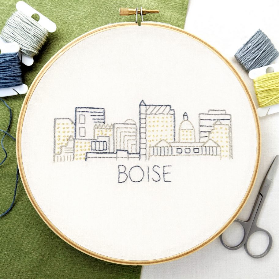 Boise City Skyline Hand Embroidery Pattern Wandering Threads Embroidery